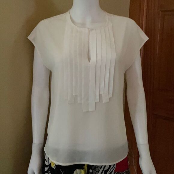 J Crew 2P Off White Blouse Fancy Trim - Picture 1 of 5